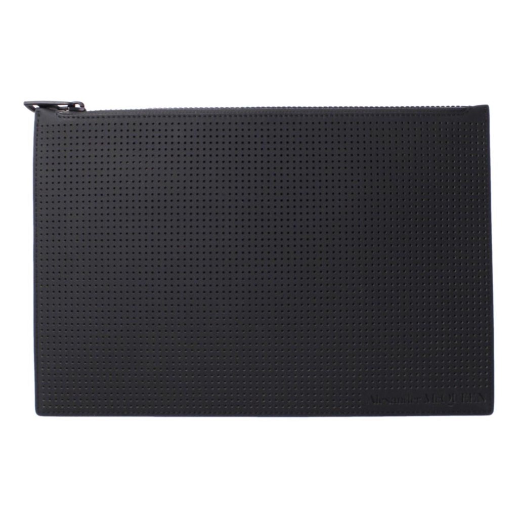 Alexander Mcqueen Alexander McQueen Black Leather Perforated Flat Pouch