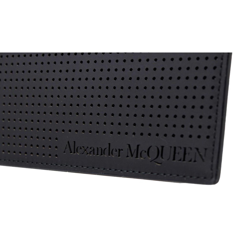 Alexander Mcqueen Alexander McQueen Black Leather Perforated Flat Pouch - Image 6