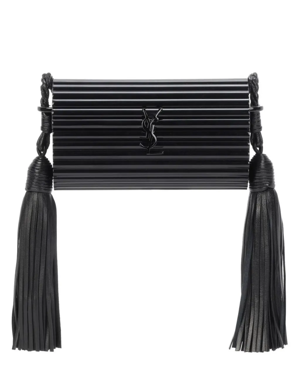 Saint Laurent Black Plexiglass Minaudiere Opium Box Bag Black Leather Never worn, with tag - Front View