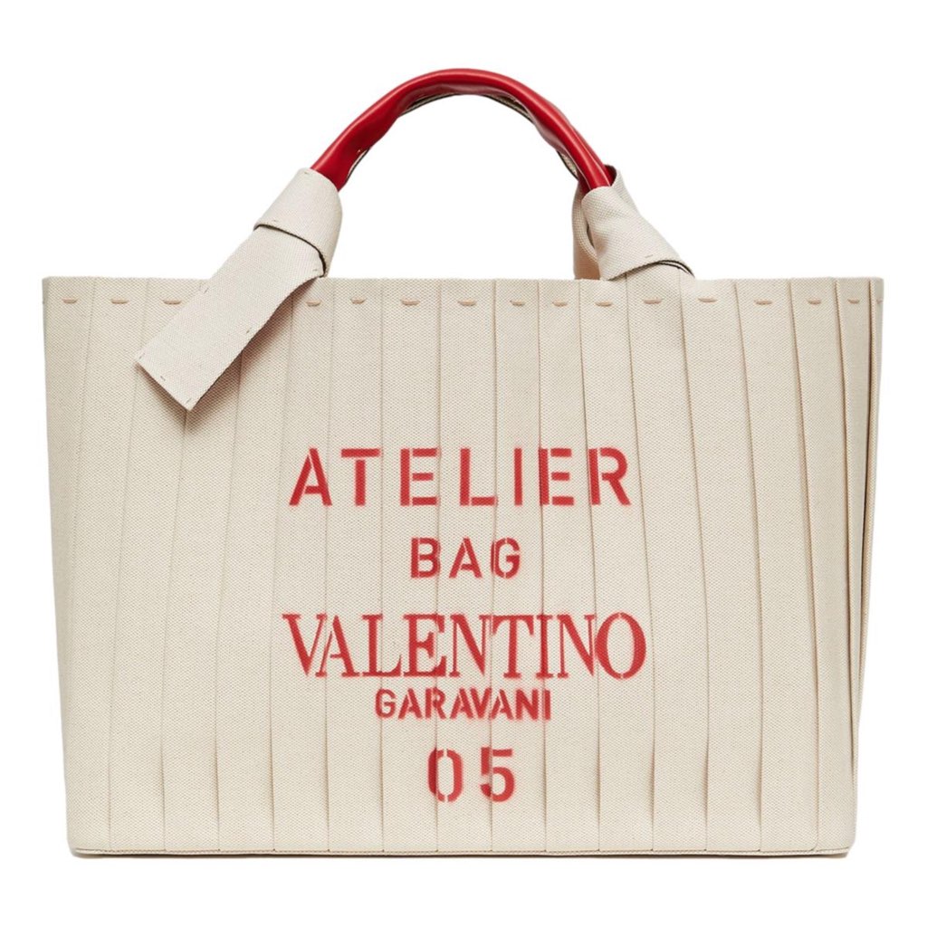 Valentino Garavani Valentino Garavani 05 Plisse Edition Sac Atelier Large Canvas Tote Bag