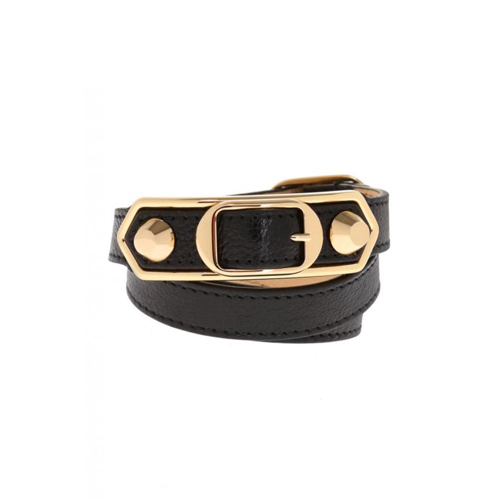 Balenciaga Balenciaga Navy Blue Shiny Leather Wrap Bracelet Medium