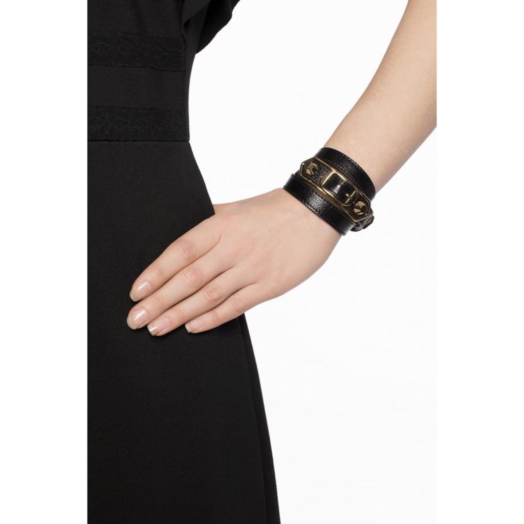 Balenciaga Balenciaga Navy Blue Shiny Leather Wrap Bracelet Medium - Back view