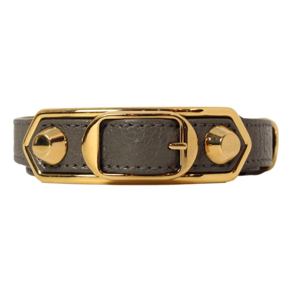 Balenciaga Balenciaga Arena Triple Wrap Bracelet Dark Grey Studded Leather Small