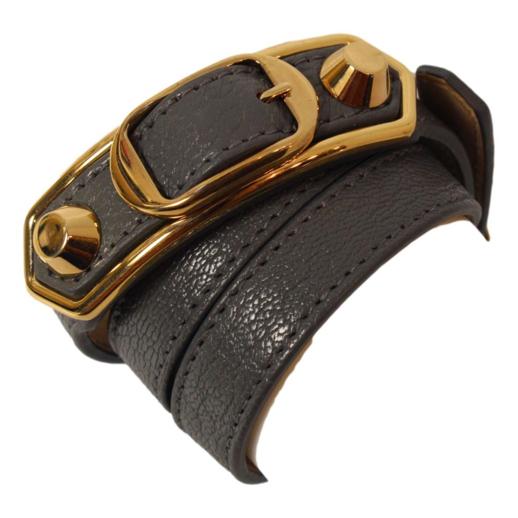 Balenciaga Balenciaga Arena Triple Wrap Bracelet Dark Grey Studded Leather Small - Detail 1