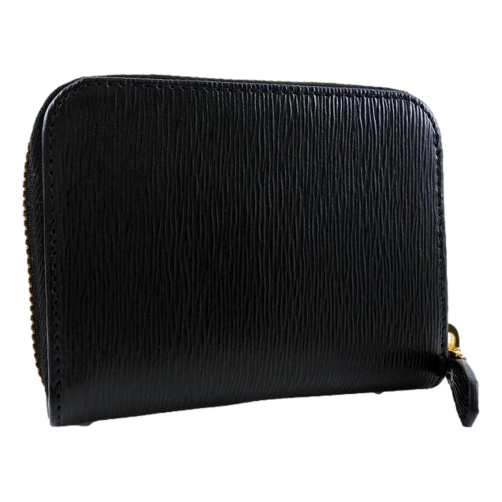 Prada Prada Black Vitello Leather Gold Zip Coin Purse Wallet - Back view