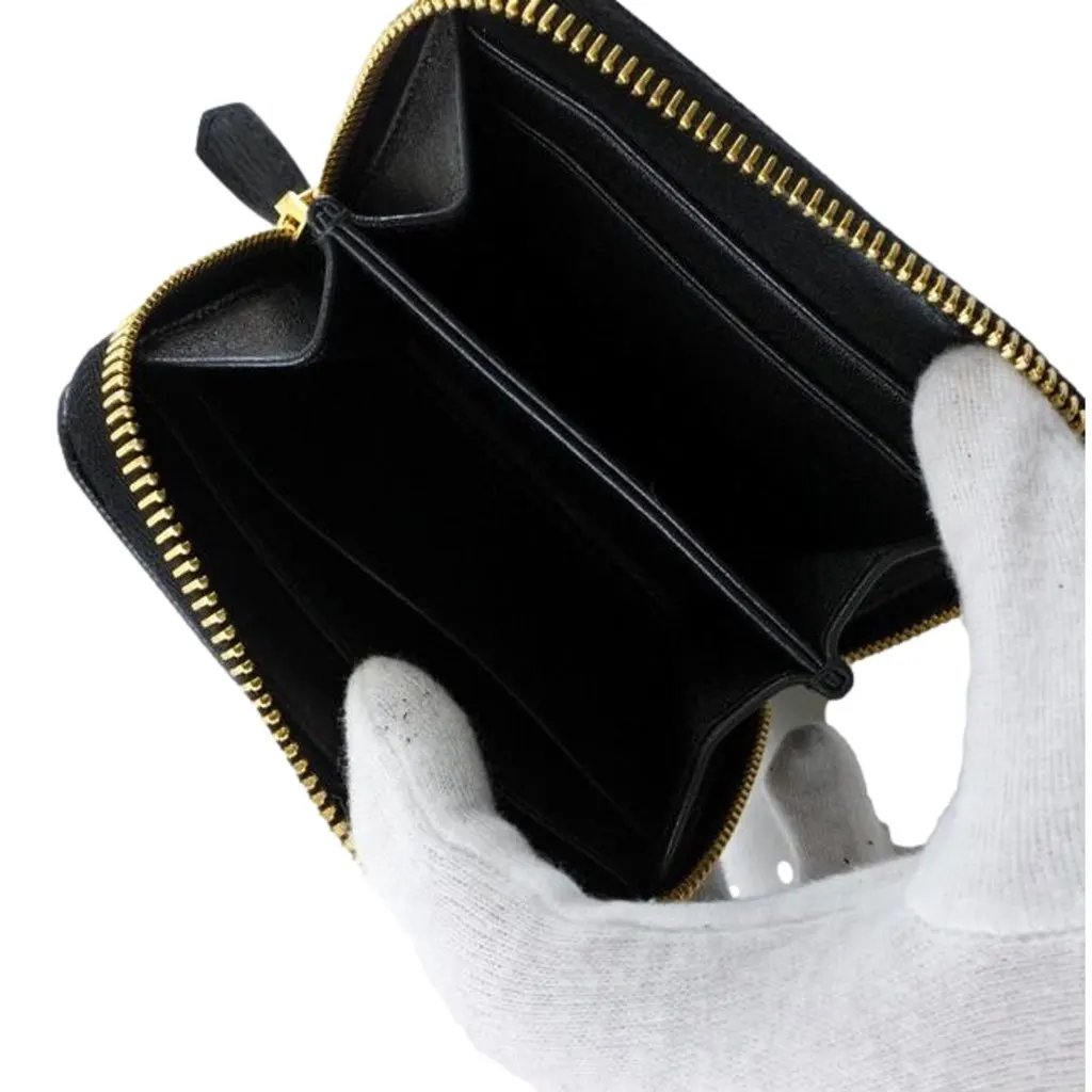 Prada Black Vitello Leather Gold Zip Coin Purse Wallet Black Leather Never worn, with tag - Inside View
