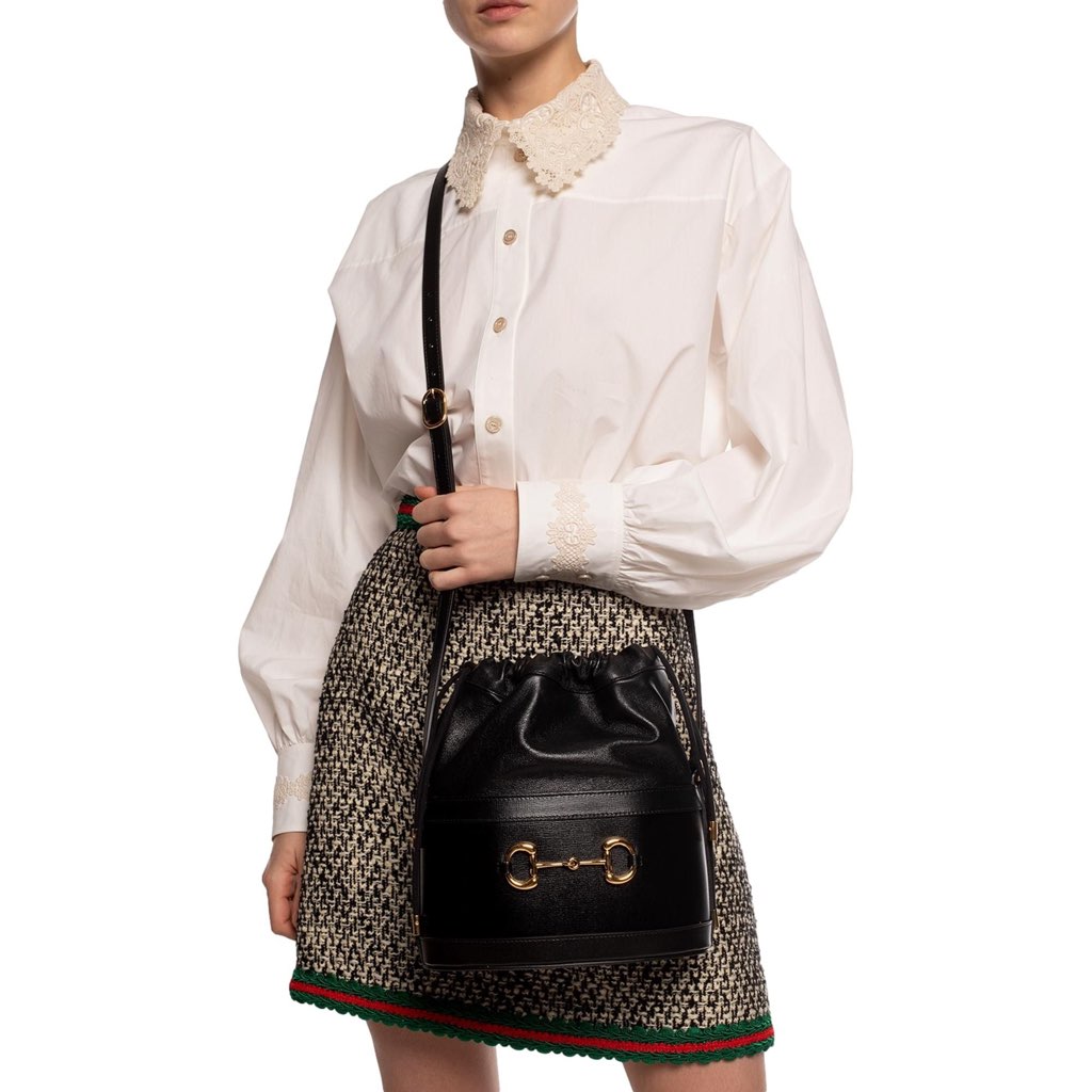 Gucci Gucci 1955 Horsebit Black Leather Bucket Bag - Detail 1