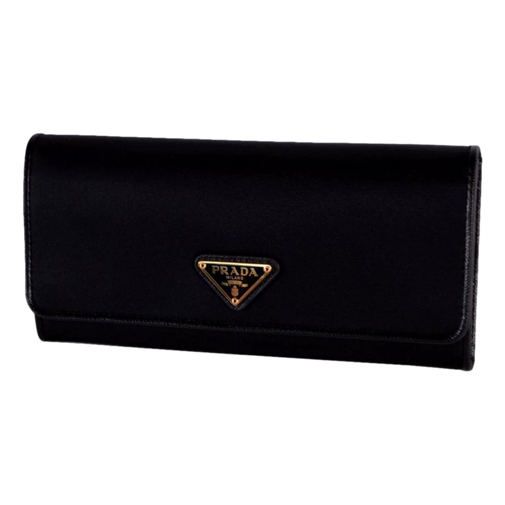 Prada Prada Triangle Logo Tessuto Re-Nylon Black Continental Large Flap Wallet