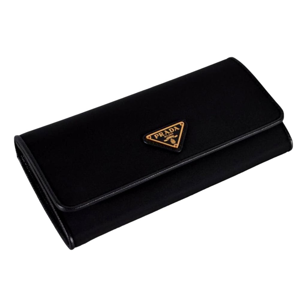 Prada Prada Triangle Logo Tessuto Re-Nylon Black Continental Large Flap Wallet - Image 6