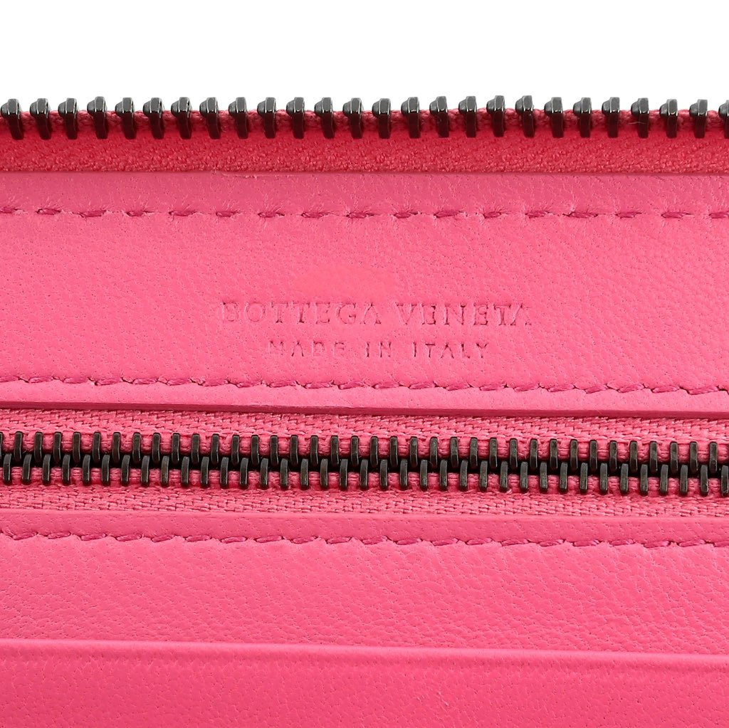 Bottega Veneta Bottega Veneta Intrecciato Zipper French Calf Leather Wallet Pink - Detail 1