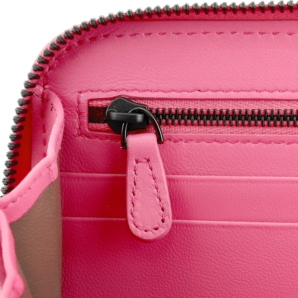 Bottega Veneta Bottega Veneta Intrecciato Zipper French Calf Leather Wallet Pink - Detail 2