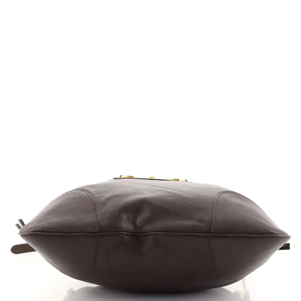 Gucci Gucci 1955 Morsetto Large Leather Horsebit Drawstring Brown Bucket Bag - Back view