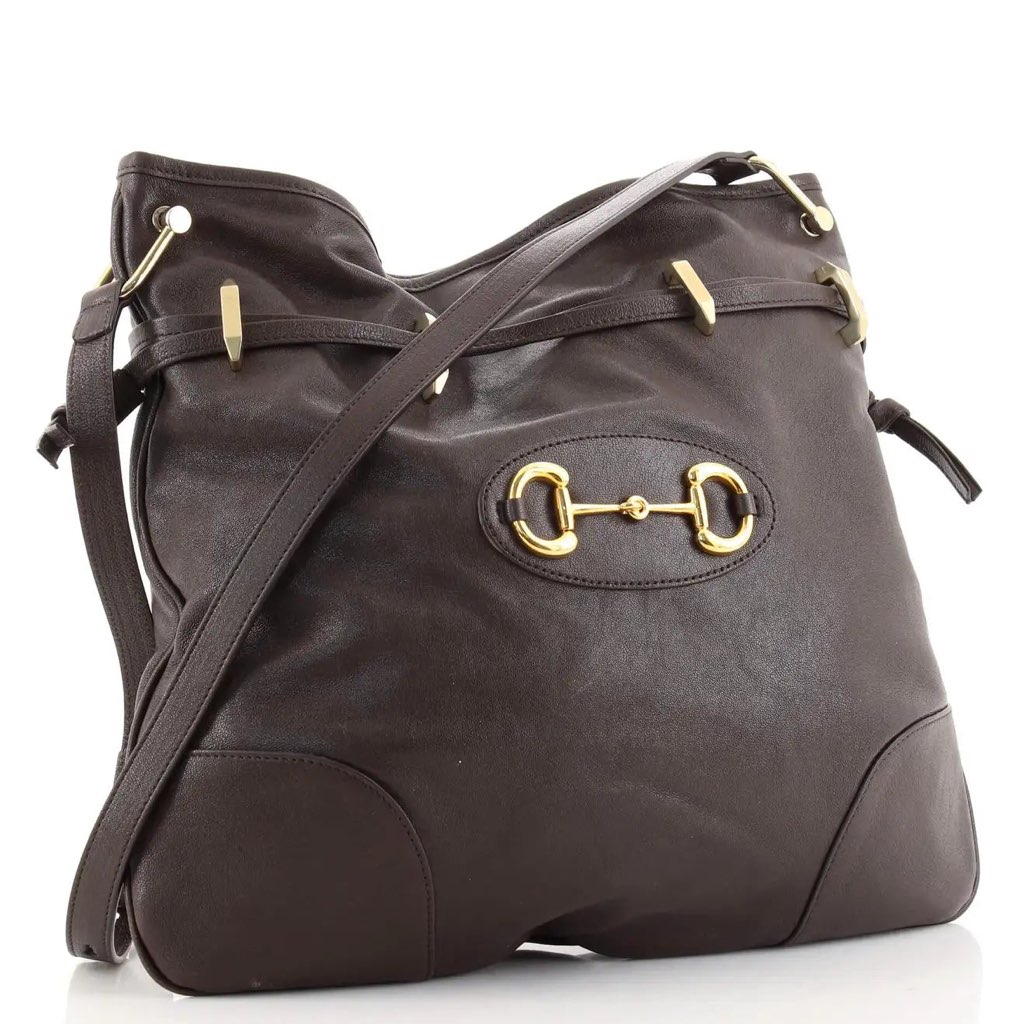 Gucci Gucci 1955 Morsetto Large Leather Horsebit Drawstring Brown Bucket Bag - 4