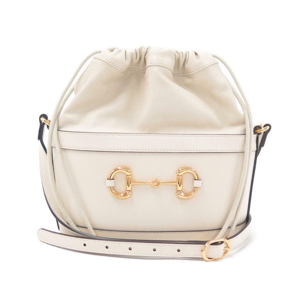 Gucci Gucci 1955 Horsebit White Leather Bucket Bag