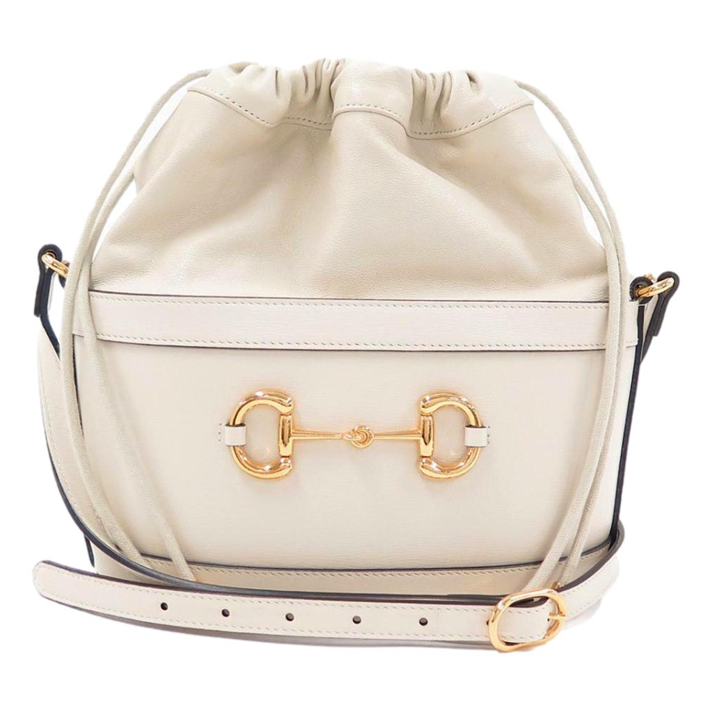 Gucci Gucci 1955 Horsebit White Leather Bucket Bag - Back view