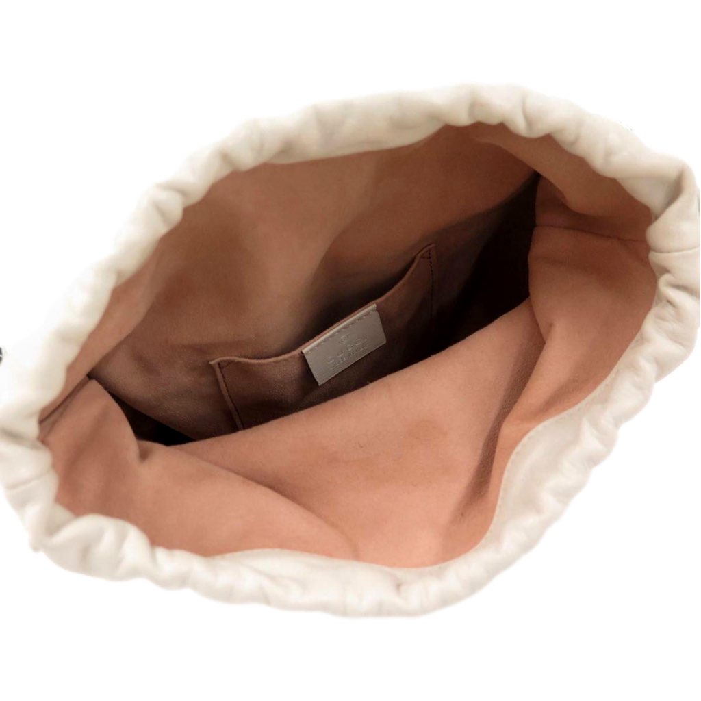 Gucci Gucci 1955 Horsebit White Leather Bucket Bag - Image 6