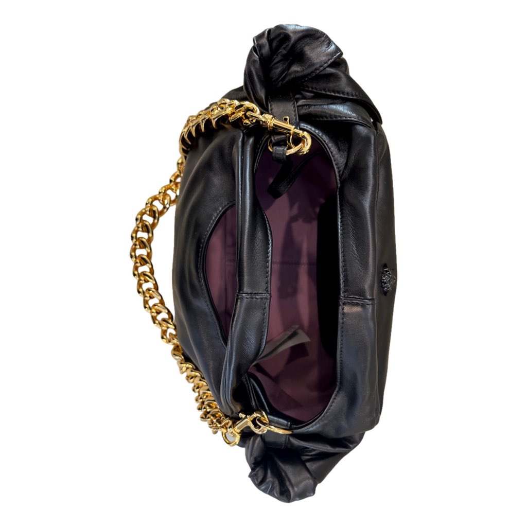 Versace Versace La Medusa Lambskin Leather Black Gold Chain Bag - Side view