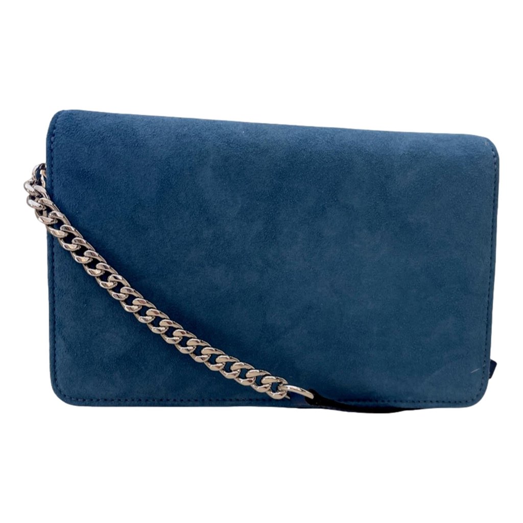 Jimmy Choo Jimmy Choo Kalina Parrot Blue Suede Chain Wallet - Side view