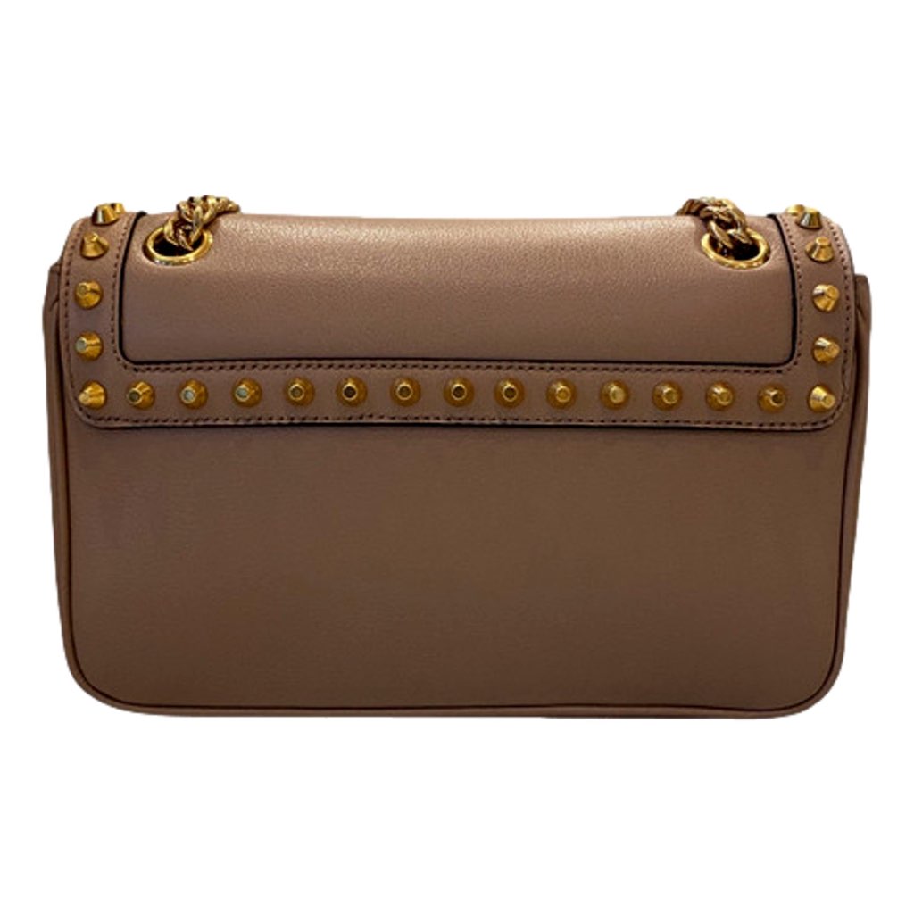 Prada Prada Pattina Glace Calf Leather Cammeo Beige Gold Studded Bag - 4