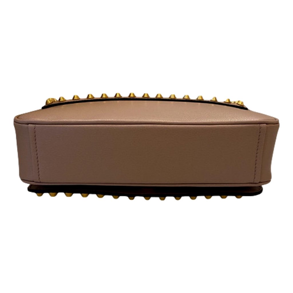 Prada Prada Pattina Glace Calf Leather Cammeo Beige Gold Studded Bag - Side view