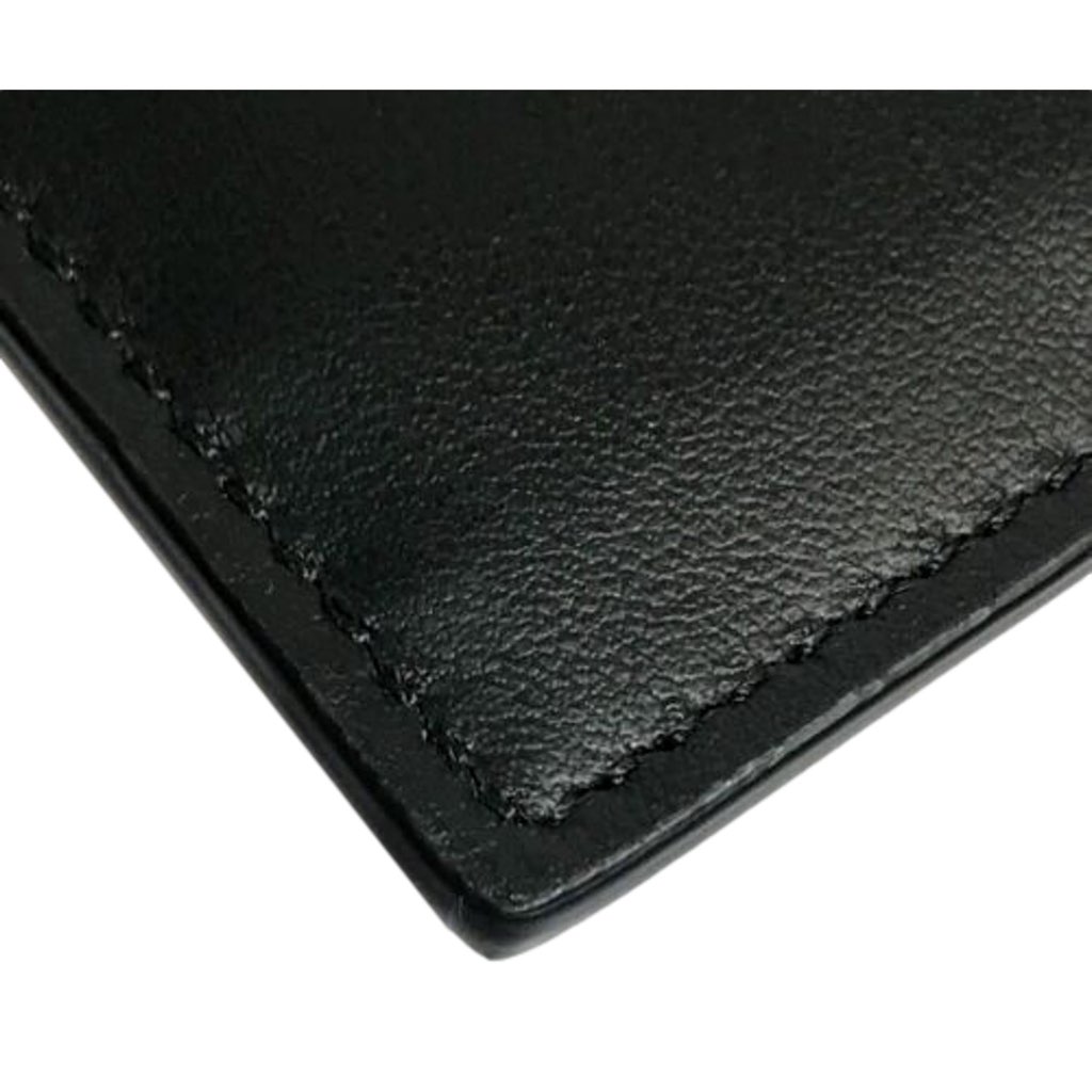 Fendi Fendi Roma Black Calfskin Leather Embossed Logo Card Case Wallet - Side view