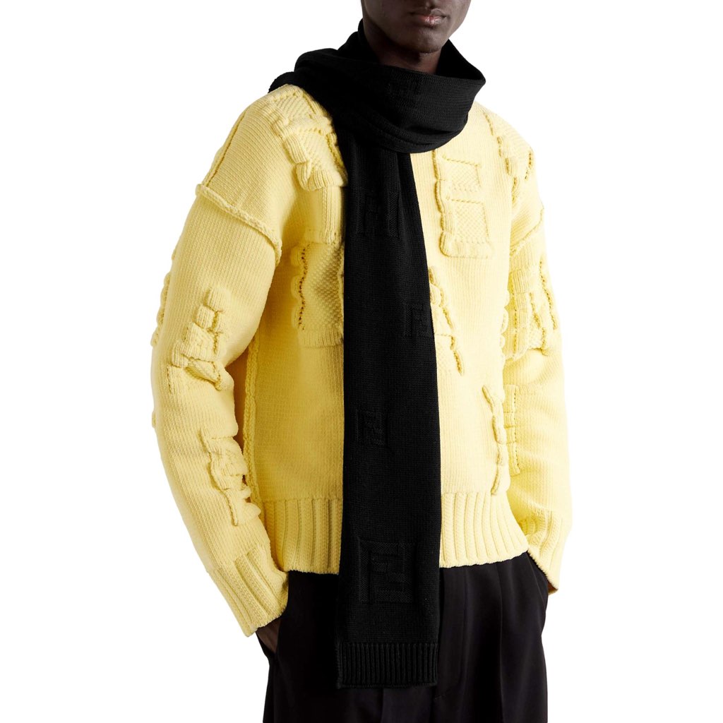 Fendi Fendi FF Karl Nero Jacquard Wool Scarf - Image 6