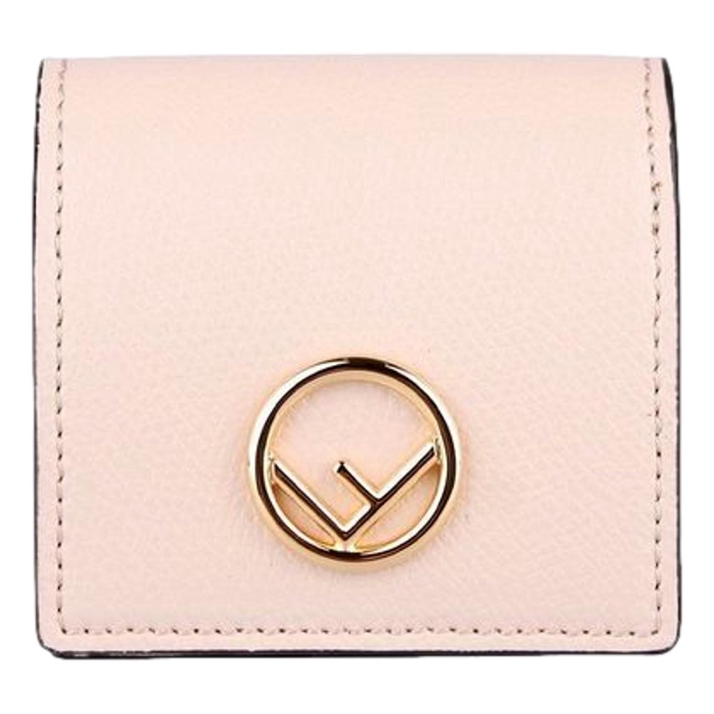 Fendi Fendi Calf Leather F Logo Poudre Pink Leather Coin Case