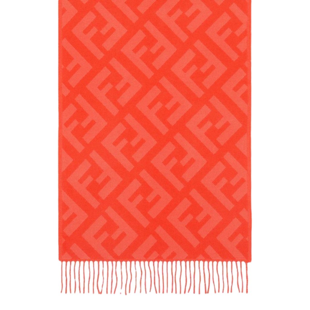 Fendi Fendi FF Print Tulip Woven Cashmere Fringe Scarf