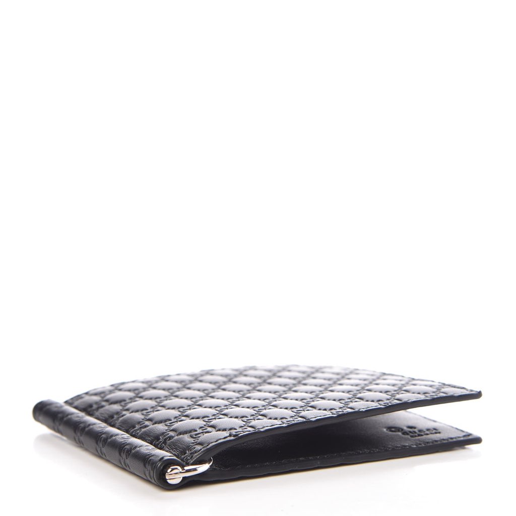 Gucci Gucci Unisex Microguccissima GG Black Money Clip Wallet - Back view