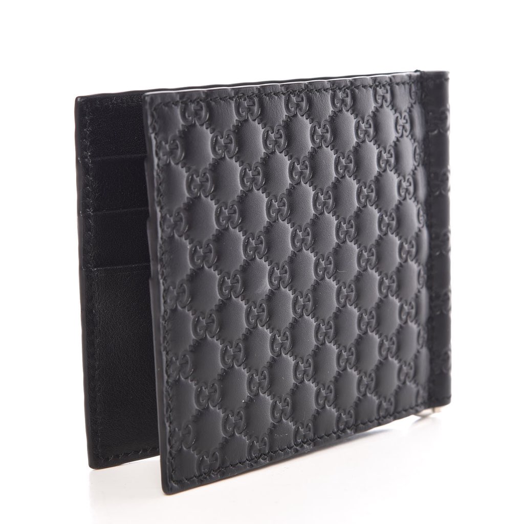 Gucci Gucci Unisex Microguccissima GG Black Money Clip Wallet - Side view