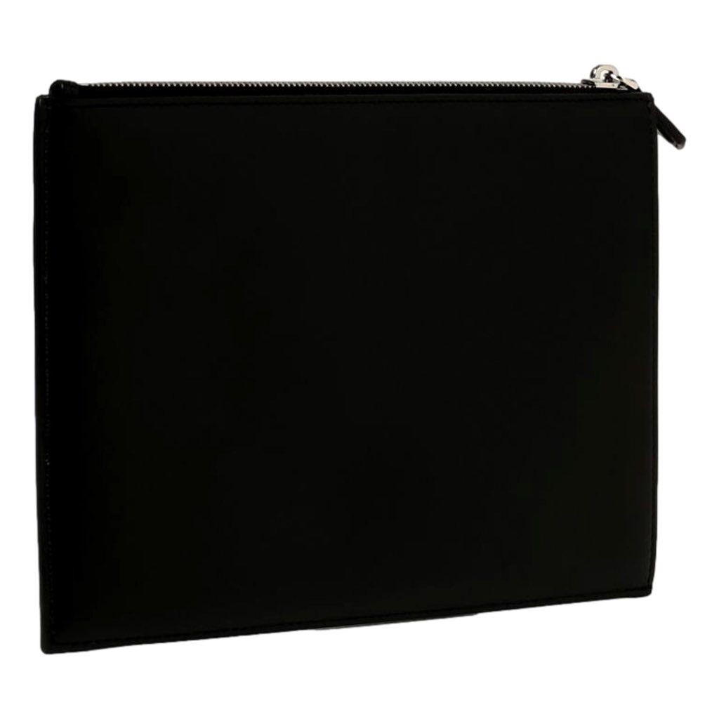 Fendi Fendi Baguette Black Calf Leather Embossed Clutch - Image 6