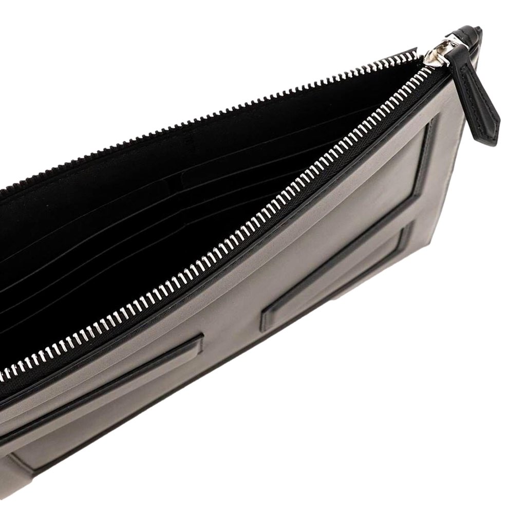 Fendi Fendi Baguette Black Calf Leather Embossed Clutch - Side view