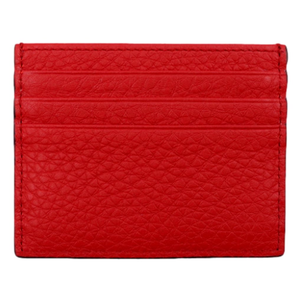 Fendi Fendi Red Calfskin Grained Leather Logo Card Case Wallet 7M0164 - Back view