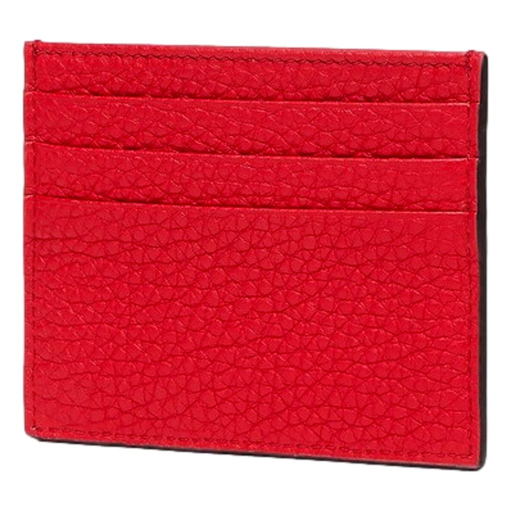 Fendi Fendi Red Calfskin Grained Leather Logo Card Case Wallet 7M0164 - Side view