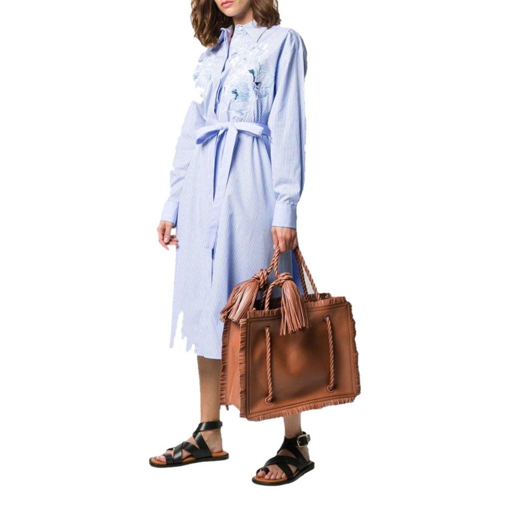 Valentino Garavani Valentino Garavani The Rope Large Fringe Brown Leather Tote Bag - Detail 2