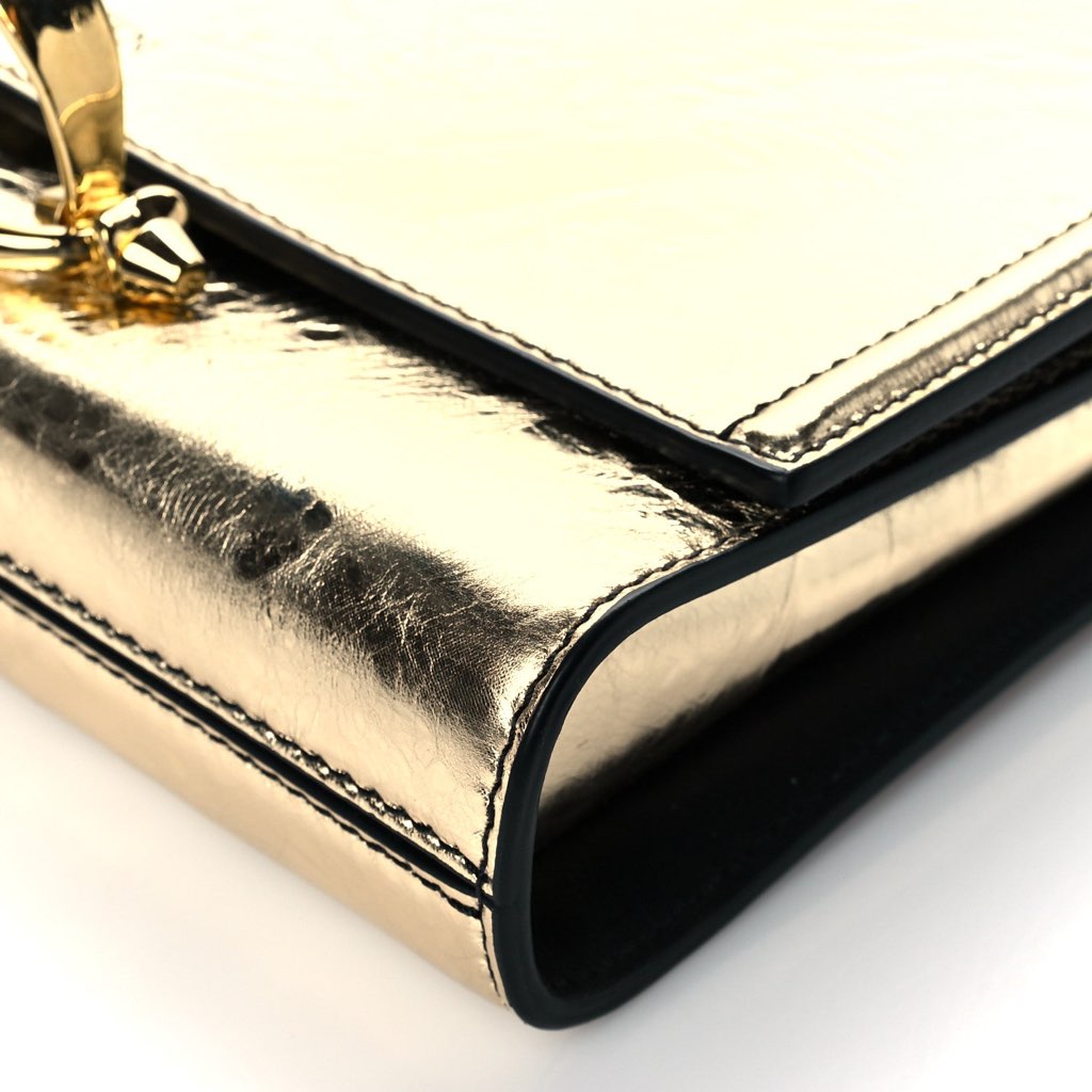 Alexander Mcqueen Alexander McQueen Small Story Gold Crash Calf Leather Shoulder Bag - Side view