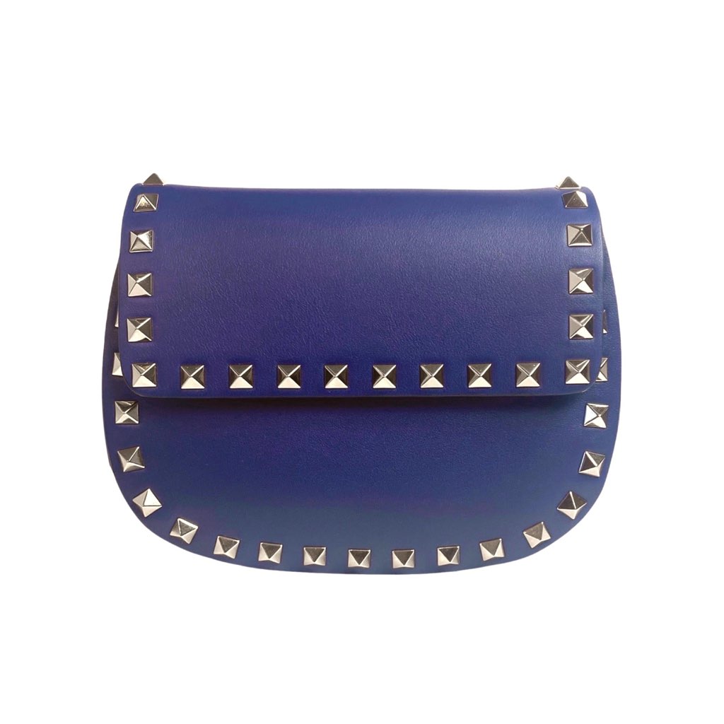 Valentino Garavani Valentino Garavani Rockstud Blue Leather Small Chain Crossbody Bag - Back view