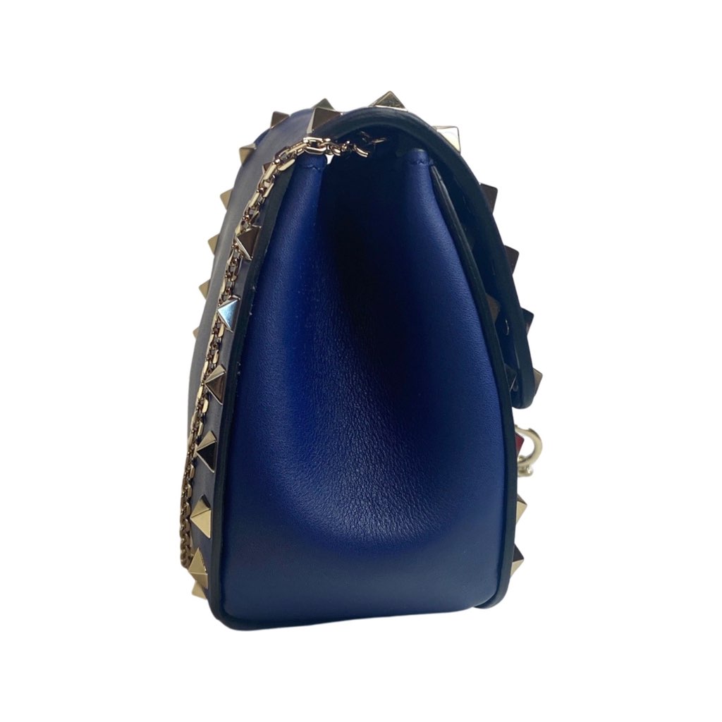 Valentino Garavani Valentino Garavani Rockstud Blue Leather Small Chain Crossbody Bag - Detail 1