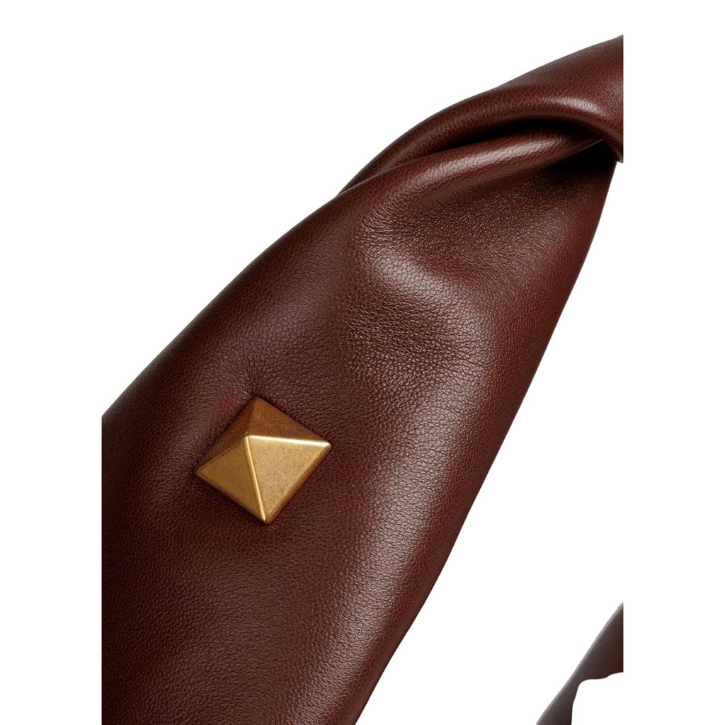 Valentino Garavani Valentino Garavani Roman Stud Brown Leather Large Hobo Shoulder Bag - Side view