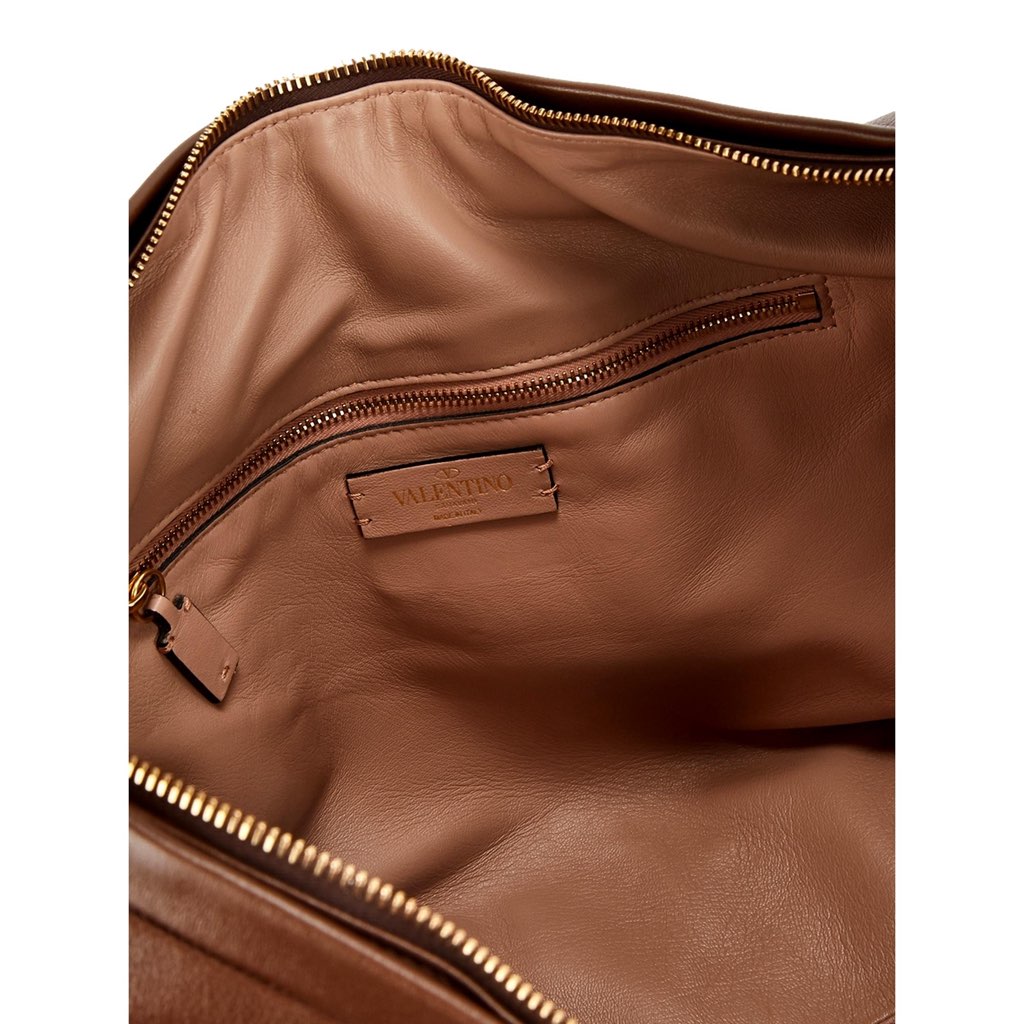 Valentino Garavani Valentino Garavani Roman Stud Brown Leather Large Hobo Shoulder Bag - Image 11