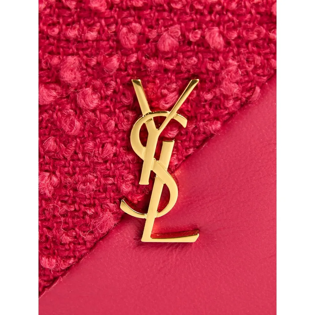 Saint Laurent Jamie YSL Keyring Cube Magenta Tweed Leather Pink Never worn, with tag - Box View