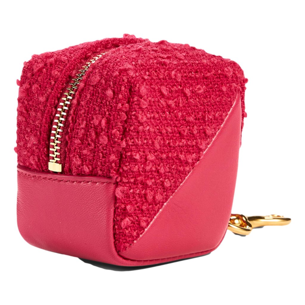 Saint Laurent Saint Laurent Jamie YSL Keyring Cube Magenta Tweed Leather - Detail 1