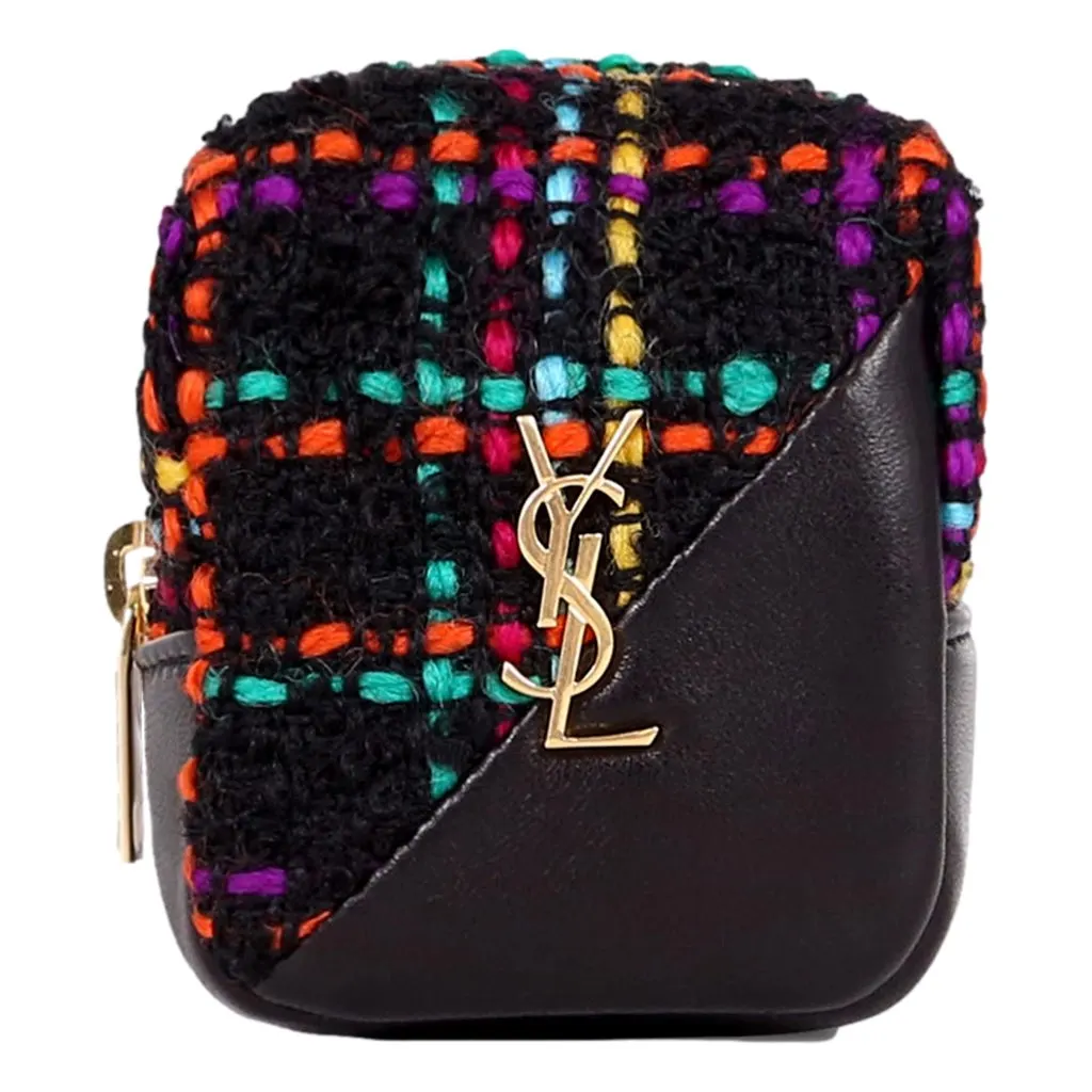Saint Laurent Jamie YSL Keyring Cube Multicolor Black Leather Black Never worn, with tag - Front View