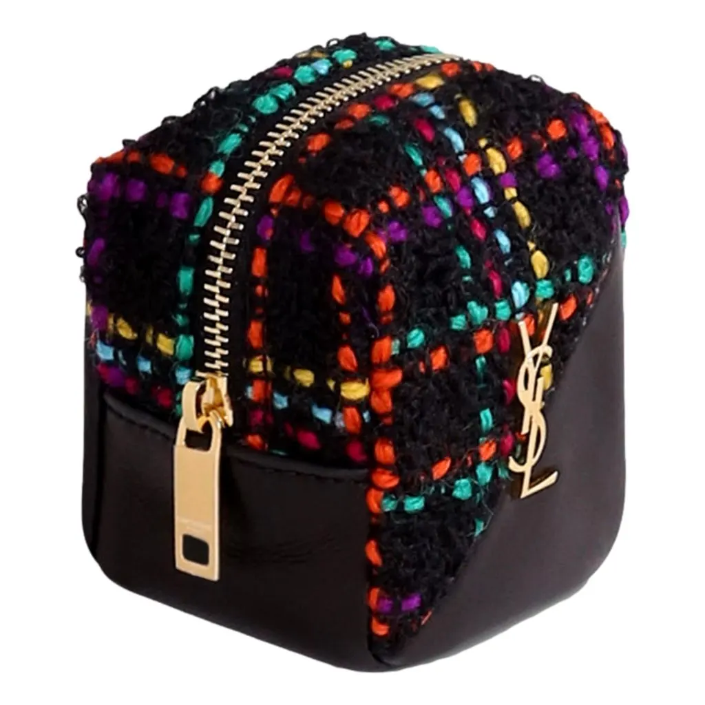 Saint Laurent Jamie YSL Keyring Cube Multicolor Black Leather Black Never worn, with tag - Inside View