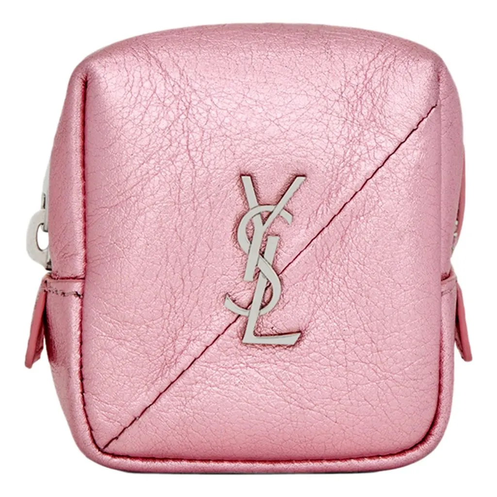 Saint Laurent Jamie YSL Keyring Cube Pink Leather Pink Never worn, with tag - Front View