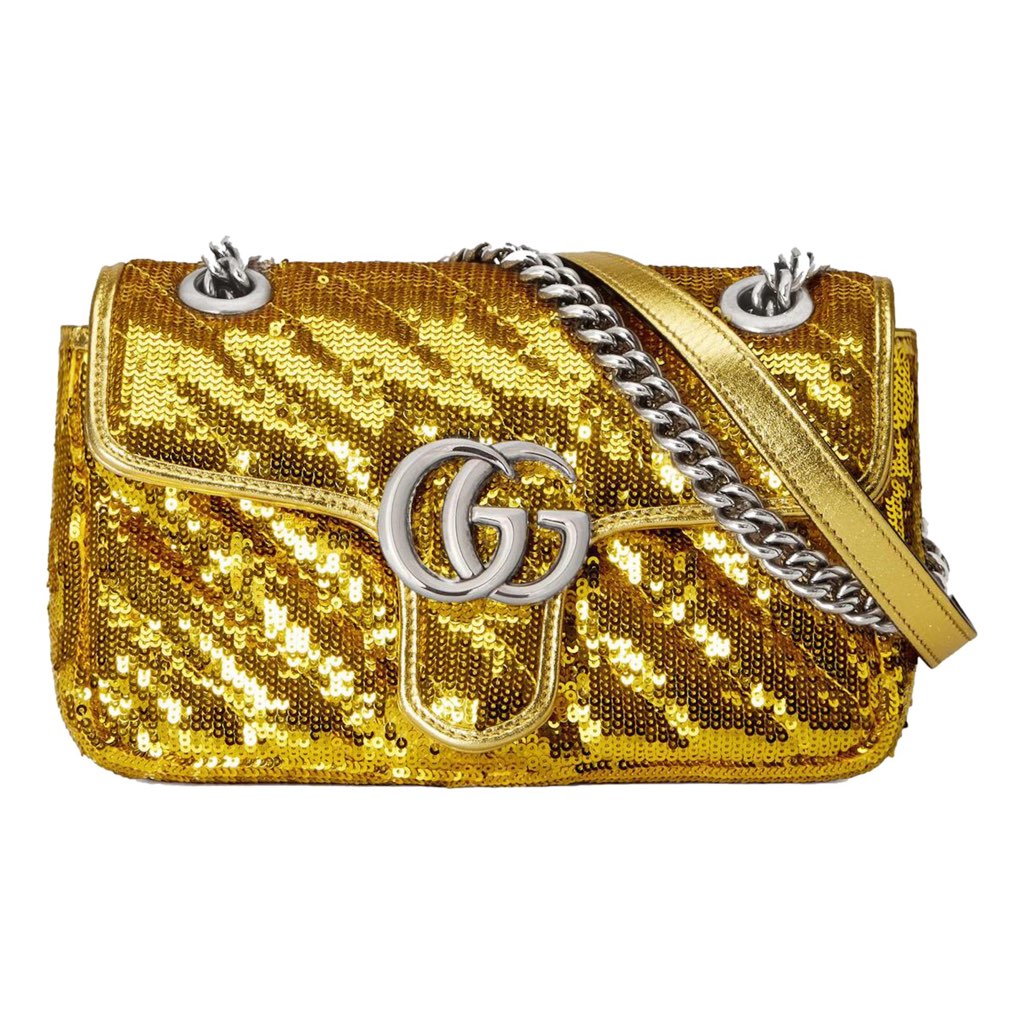 Gucci Gucci Flap Marmont GG Matelasse Gold Sequin Shoulder Bag