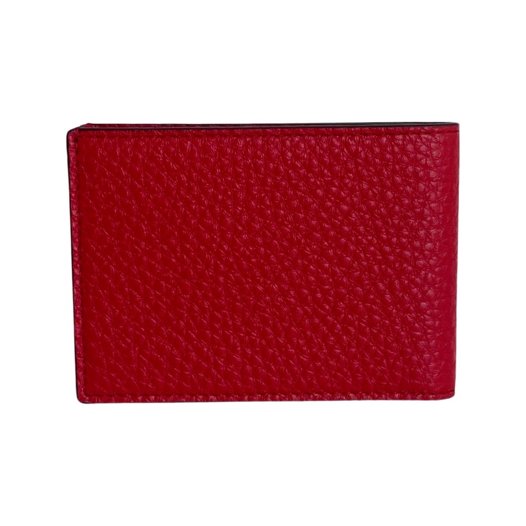 Fendi Fendi Red Grained Leather FF Logo Bifold Wallet - Detail 1