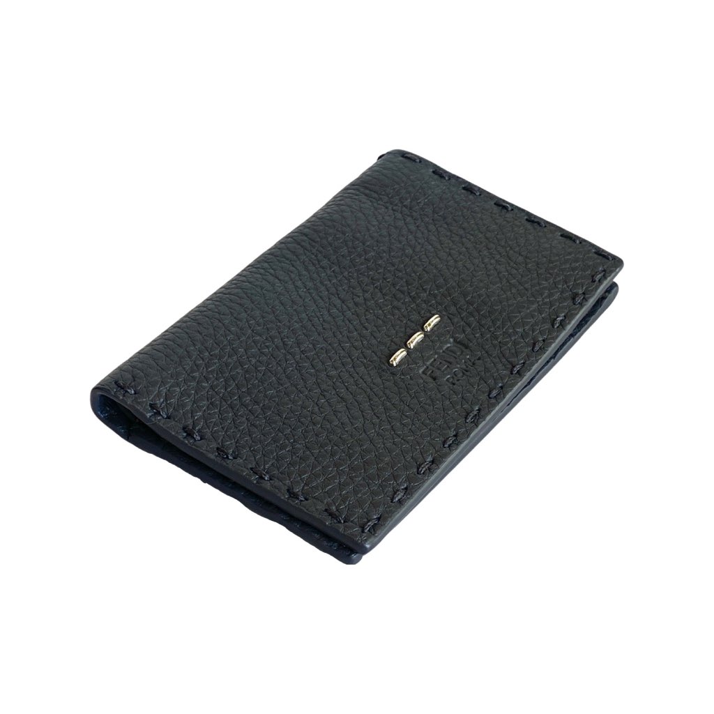 Fendi Fendi Selleria Gray Calf Leather Vertical Bifold Wallet