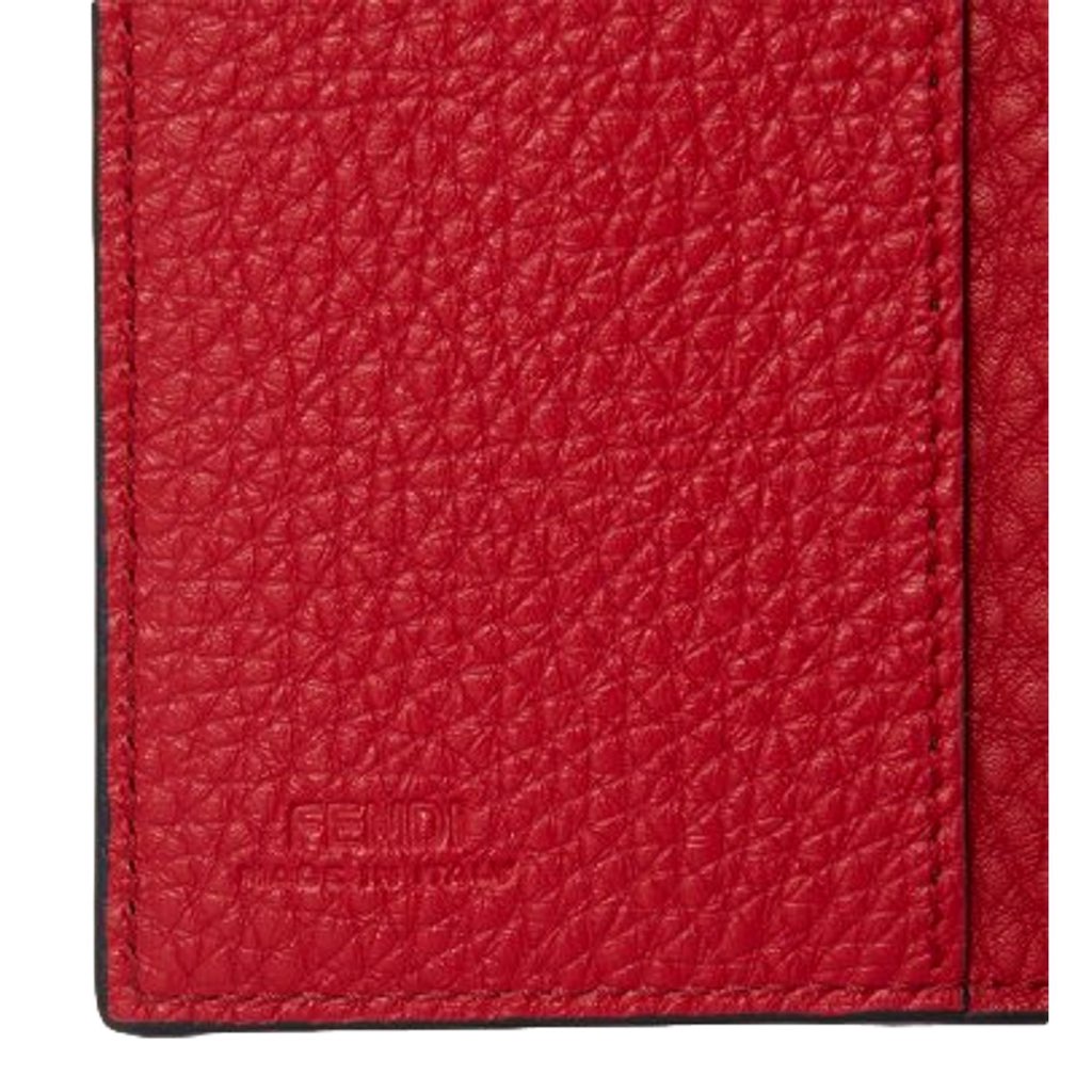 Fendi Fendi Red Grained Leather Baguette Logo Card Case Wallet - Detail 1