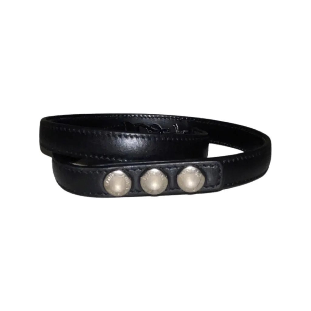 Saint Laurent Monogram Logo Black Leather Wrap Snap Bracelet Black Never worn, with tag - Inside View